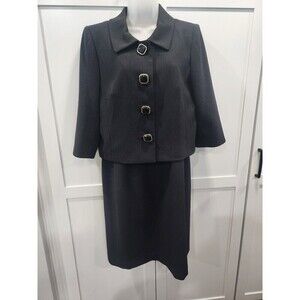 Jessica Howard Black Two Piece Sleeveless Dress With Blazer Jacket-Size 10 Black